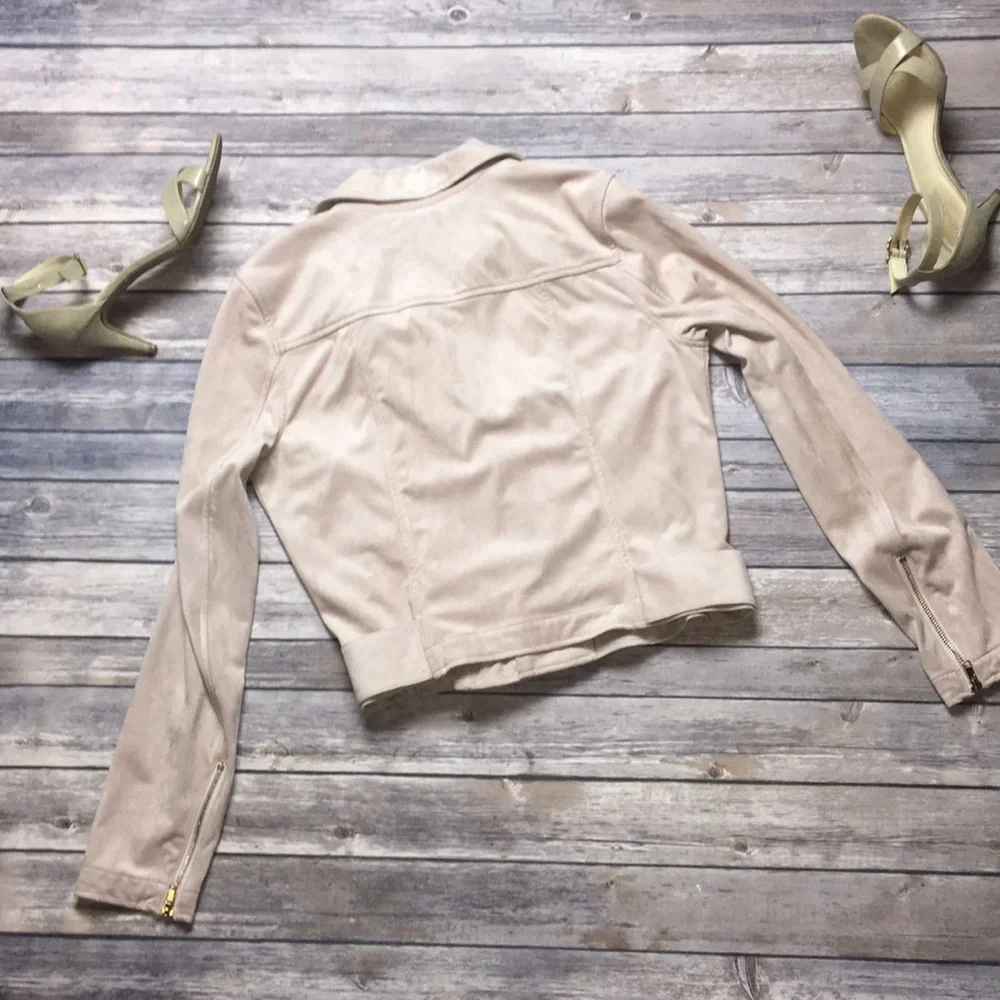 JENNIFER LOPEZ Pink Faux Suede Moto Jacket M